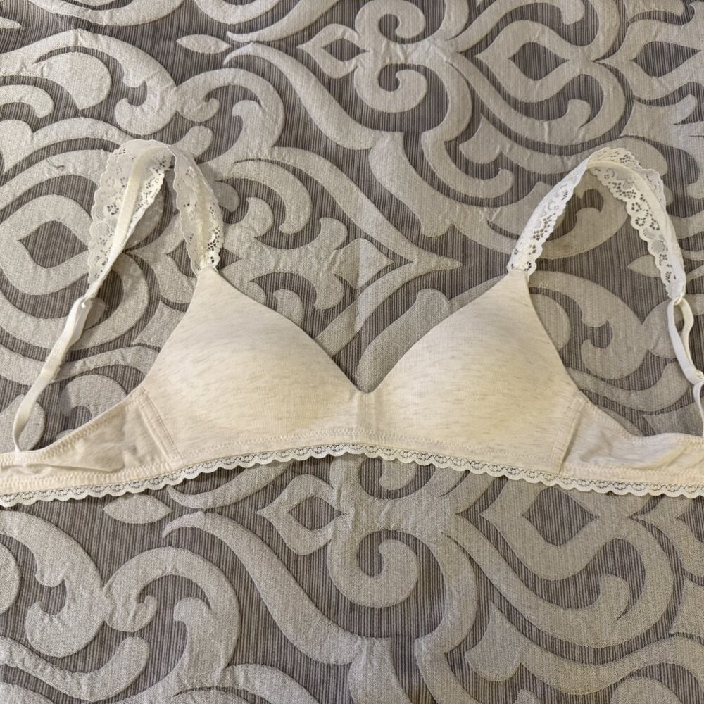 Aerie Real Happy Wireless Lightly Lined Bra Cream 32A Lace Adjustable Straps - Picture 7 of 7